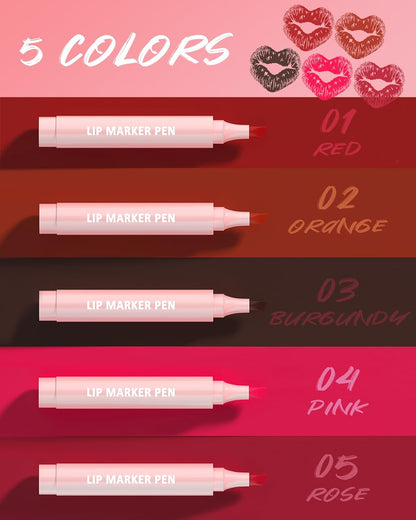 Burgundy Hydrating Lip Stain Marker Pen - Long-Lasting, Waterproof, and Smudge-Proof Formula with Matte Finish and Precise Chisel Tip for Women