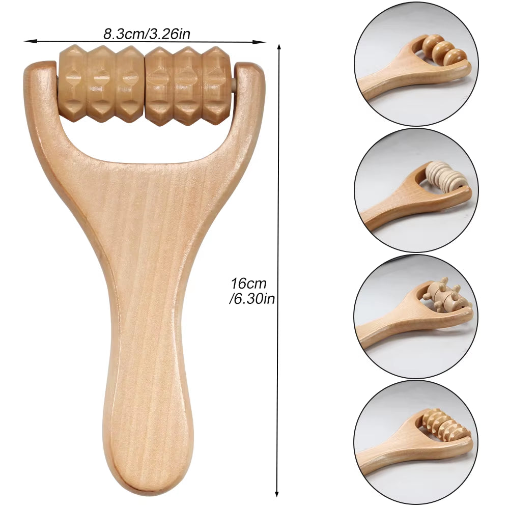 1Pcs Wooden Massage Roller, Back, Waist, Thigh, Leg, Hands Massage Tool, Pain Acupressure Deep Tissue Massage Therapy Equipment