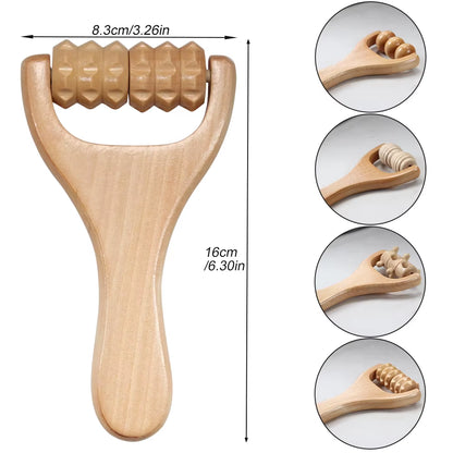 1Pcs Wooden Massage Roller, Back, Waist, Thigh, Leg, Hands Massage Tool, Pain Acupressure Deep Tissue Massage Therapy Equipment