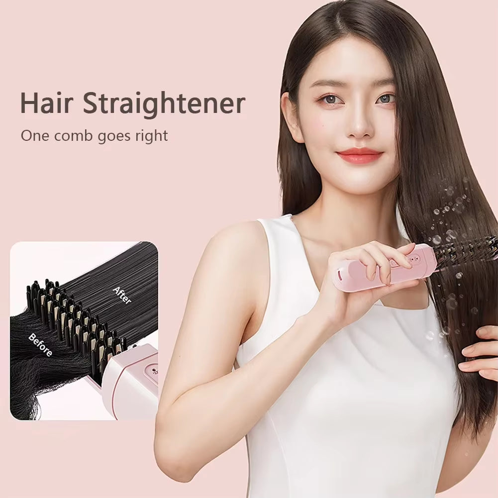 Mini Portable Wireless Hair Straightener Rechargeable Negative Ion Dual-Purpose Hair Straightener Curling Iron Hair Style Tool