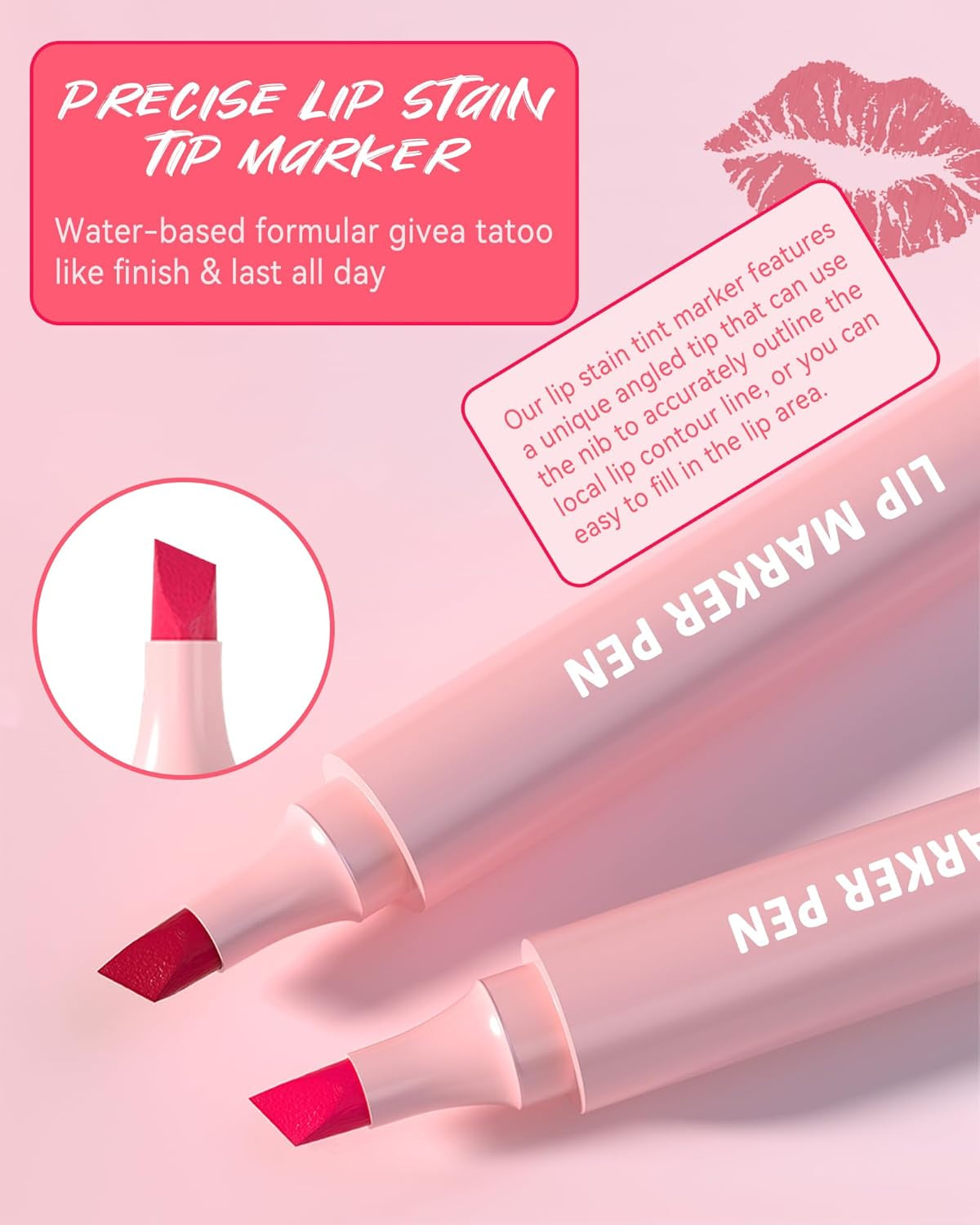 Burgundy Hydrating Lip Stain Marker Pen - Long-Lasting, Waterproof, and Smudge-Proof Formula with Matte Finish and Precise Chisel Tip for Women