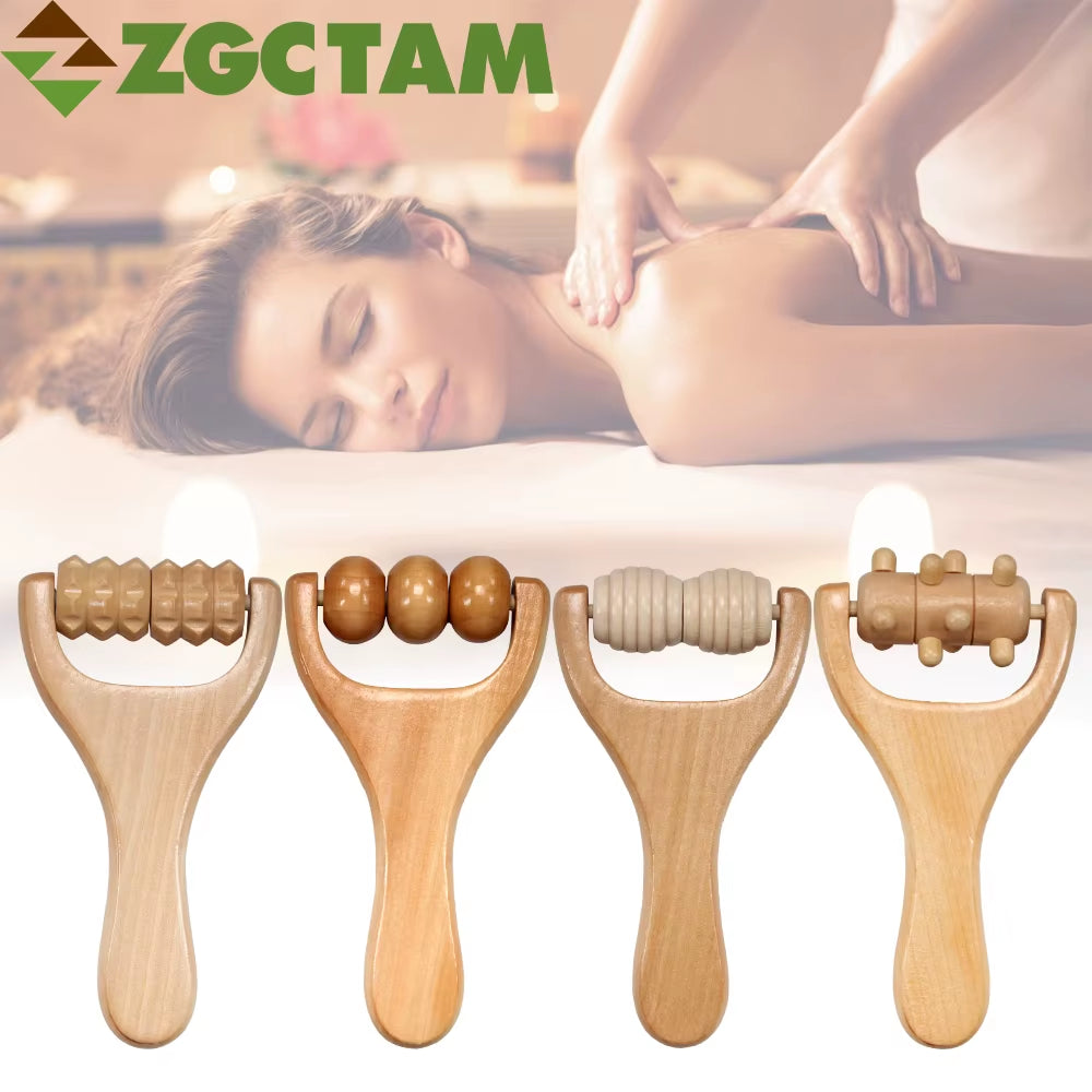 1Pcs Wooden Massage Roller, Back, Waist, Thigh, Leg, Hands Massage Tool, Pain Acupressure Deep Tissue Massage Therapy Equipment