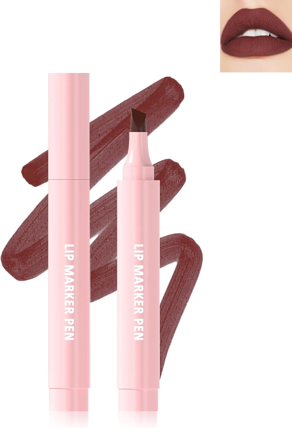 Burgundy Hydrating Lip Stain Marker Pen - Long-Lasting, Waterproof, and Smudge-Proof Formula with Matte Finish and Precise Chisel Tip for Women